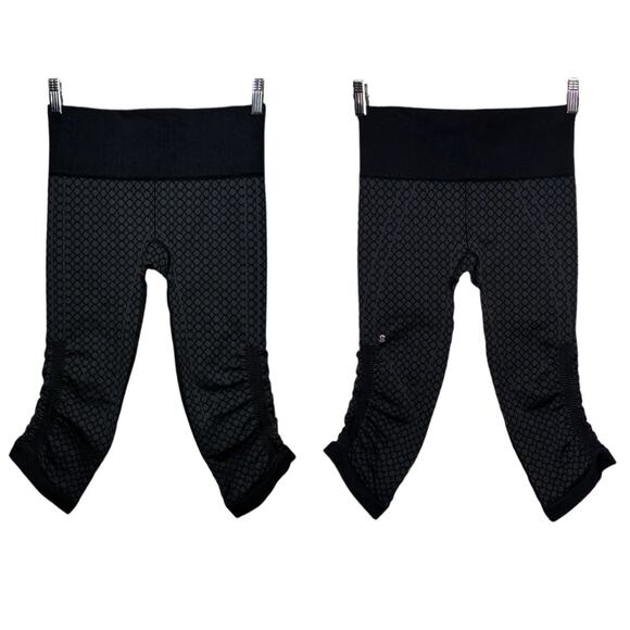 Lululemon In The Flow Crops leggings Heathered Deep Coal women's 4 style #W6D87S - Picture 2 of 16